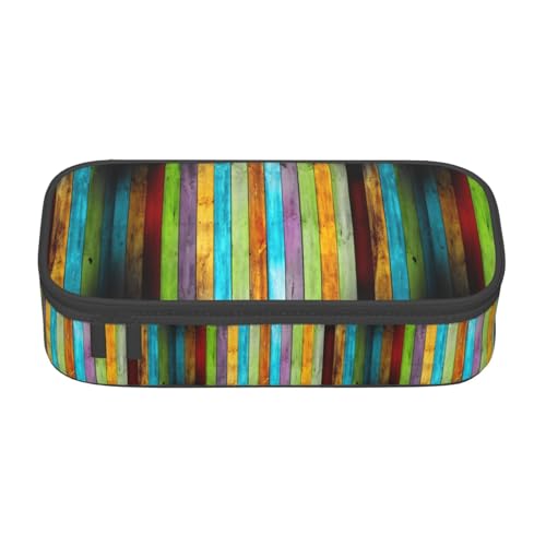 NUYFVG Federmäppchen aus Oxford-Stoff mit buntem Holztafel, mit mehreren Fächern, ideal für Reisen oder Büro von NUYFVG