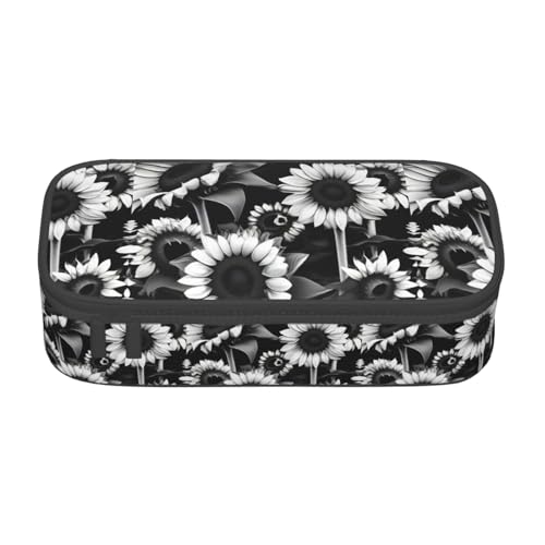 NUYFVG Federmäppchen mit Sonnenblumen-Aufdruck, groß, für Studenten, Schule, Reisen, wichtige Schreibwaren, Schwarz / Weiß NUYFVG Federmäppchen mit Sonnenblumen-Aufdruck, groß, für Studenten, Schule, Reisen, wichtige Schreibwaren, Schwarz / Weiß von NUYFVG