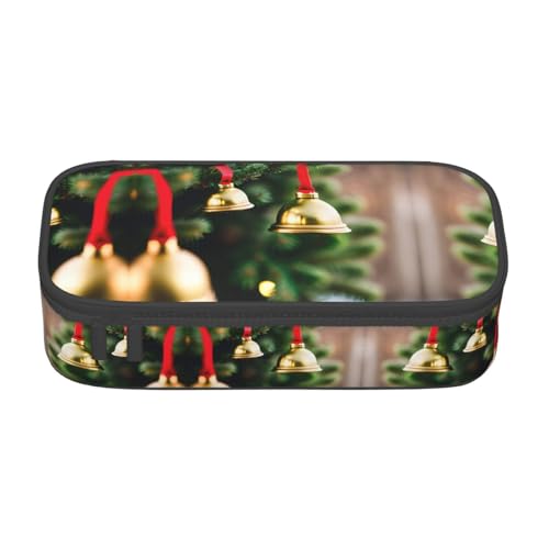 NUYFVG Federmäppchen mit Weihnachtsbaum- und Glockenmotiv, großes Fassungsvermögen, für Stifte, Bleistifte und kleines Zubehör NUYFVG Federmäppchen mit Weihnachtsbaum- und Glockenmotiv, großes Fassungsvermögen, für Stifte, Bleistifte und kleines Zubehör von NUYFVG