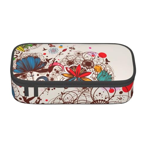 NUYFVG Federmäppchen mit buntem Blumen- und Schmetterlings-Druck, 21,6 x 5,1 x 9,4 cm, multifunktionale Aufbewahrungstasche, Schüler NUYFVG Federmäppchen mit buntem Blumen- und Schmetterlings-Druck, 21,6 x 5,1 x 9,4 cm, multifunktionale Aufbewahrungstasche, Schüler von NUYFVG