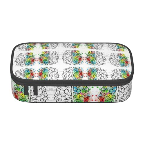 NUYFVG Federmäppchen mit geometrischem Gehirnbild und Wissenschaft, großes Fassungsvermögen, mehrere Fächer, bedruckt, wasserabweisend, Polyester, Schulbedarf-Organizer (quadratisches Design) von NUYFVG