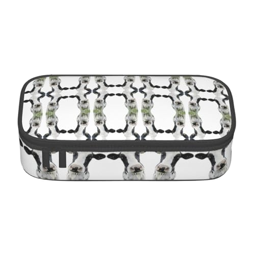 NUYFVG Federmäppchen mit lustigem Kuhkopf, großes Fassungsvermögen, mit mehreren Fächern, bedruckt, wasserabweisend, Polyester, Schulbedarf-Organizer (quadratisches Design) von NUYFVG