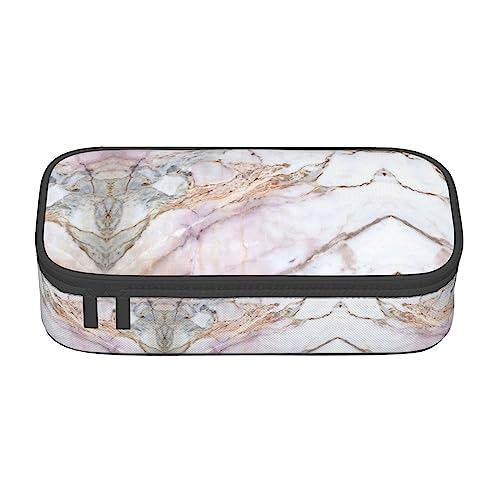 NUYFVG Federmäppchen mit rosa und weißem Marmormuster, Oxford-Stoff, geräumig und Design für organisierte Aufbewahrung von NUYFVG