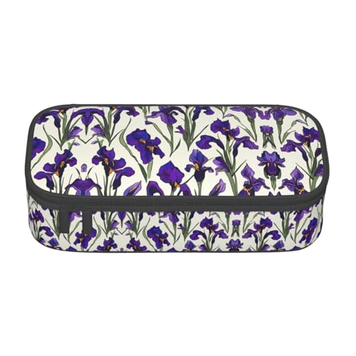 NUYFVG Federmäppchen mit violettem Iris-Muster, großes Fassungsvermögen, bietet Platz für Stifte, Bleistifte und kleines Zubehör von NUYFVG
