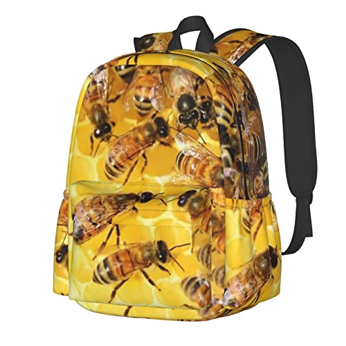 NUYFVG Grüner Palmblatt-Druck für Herren und Damen, lässiger Rucksack, geeignet für den täglichen Gebrauch, Honigbienen, One size von NUYFVG