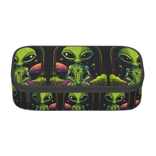 NUYFVG Grünes Alien-Druck, stilvolle und funktionale Bleistifttasche, klein, aber geräumig, ideal für Reisen oder den täglichen Gebrauch von NUYFVG