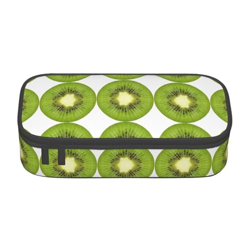 NUYFVG Kiwi Slice Federmäppchen mit großem Fassungsvermögen und mehreren Fächern, bedruckt, wasserabweisend, Polyester, Schulbedarf-Organizer (quadratisches Design) von NUYFVG