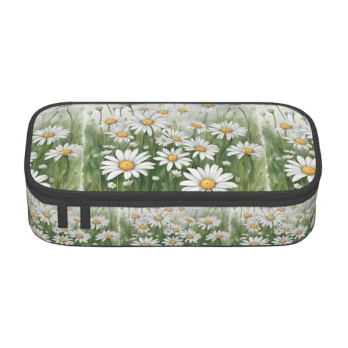 NUYFVG Multifunktionales Federmäppchen mit Gänseblümchen-Aufdruck, Schreibwaren, Aufbewahrungstasche, Kosmetikartikel, Erwachsene von NUYFVG
