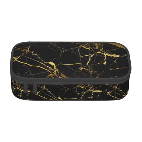 NUYFVG Multifunktionales Federmäppchen mit schwarzem und goldenem Hintergrund, Schreibwaren, Aufbewahrungstasche, Kosmetikartikel, Erwachsene von NUYFVG