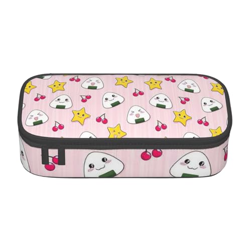 NUYFVG Schönes Federmäppchen mit Reiskugel-Druck, großes Fassungsvermögen, tragbare, leichte Schreibwarenbox von NUYFVG