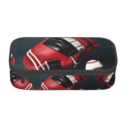 NUYFVG Spezielles Federmäppchen mit Baseball- und Handschuh-Aufdruck, großes Fassungsvermögen, bietet Platz für Stifte, Bleistifte und kleines Zubehör von NUYFVG