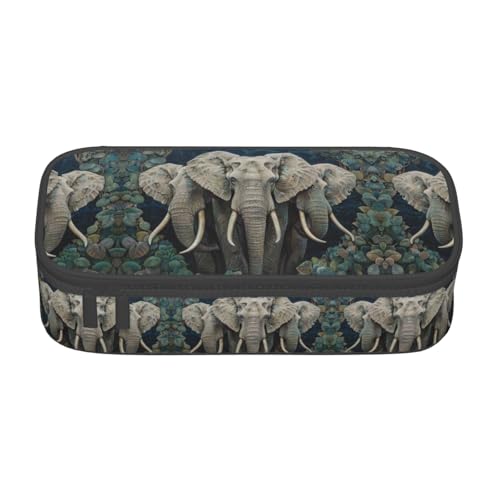 NUYFVG Stilvolles Federmäppchen mit Elefanten-Kunstdruck, großes Fassungsvermögen, ideal für Reisen oder den täglichen Gebrauch von NUYFVG
