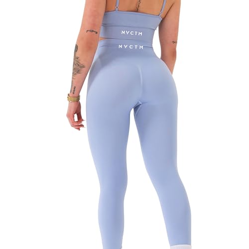 NVCTM 2 teiliges Gym Set für Damen - Sport Set Damen - Gym Leggings + Sport BH für Frauen - High Waist - Sport Leggings Damen - Booty Scrunch - Leggings Blickdicht - Workout-Set (Azure Blue, S) von NVCTM
