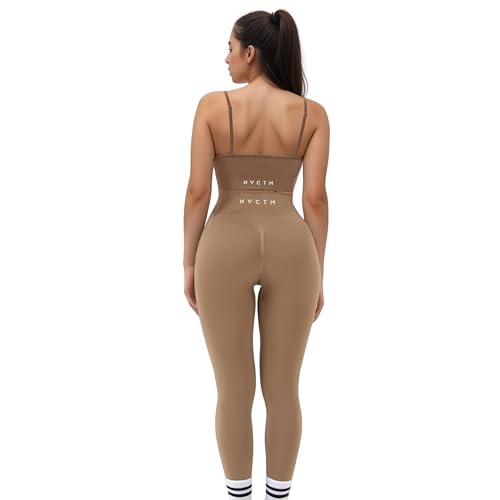 NVCTM 2 teiliges Gym Set Damen - High Waist Leggings - Sport Leggings Damen - Booty Scrunch - Blickdicht - Sporthose - Yogahose (Creme Beige, L) von NVCTM