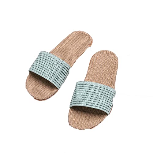 NVNVNMM Damen Hausschuhe Women Flax Slippers Sandals Summer Home Slipper Woman Man Open Toe Linen Belt Slides Unisex Sandals Flip Flops Indoor Shoes(Color:Blue,Size:Chinese Size 37-38) von NVNVNMM