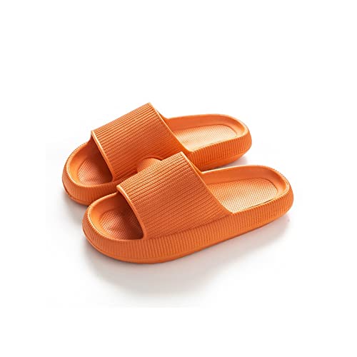NVNVNMM Damen Hausschuhe Women Thick Platform Cloud Slippers Summer Beach Soft Sole Slide Sandals Leisure Men Ladies Indoor Bathroom Anti-slip Shoes(Color:Orange,Size:34-35(Fit 22-23 cm)) von NVNVNMM