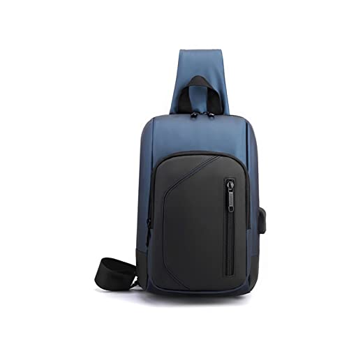 NVNVNMM Herrentaschen für Herren Casual Waterproof Oxford Shoulder Crossbody Bag for Men Outdoor Travel Solid Color USB Design Messenger Chest Bag Sac(Color:Blue) von NVNVNMM