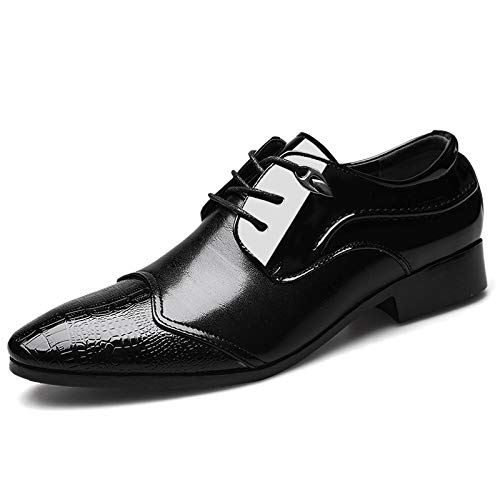 NVNVNMM Oxford Schuhe Leder Casual Herrenschuhe Mode Herren Flache Unterseite Spitze Bequeme Formelle Schuhe Übergröße 38-48, Schwarz, 42.5 EU von NVNVNMM