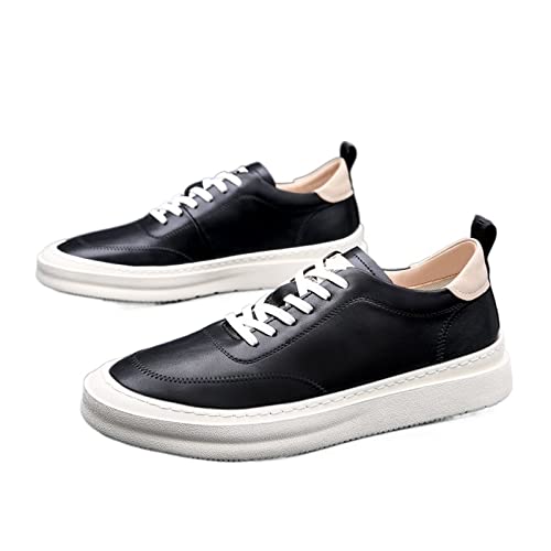 NVNVNMM Schuhe Casual Shoes Men Flats Comfortable Genuine Leather Boat Shoes lace up Oxfords Breathable Boat Shoes Men Sneakers(Color:Black,Size:7.5) von NVNVNMM
