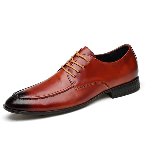 NVNVNMM Schuhe Genuine Leather Dress Shoes Men Business Shoes Wedding Formal Shoes Retro Oxfords Shoes for Men Shoes(Color:Orange,Size:38 EU) von NVNVNMM