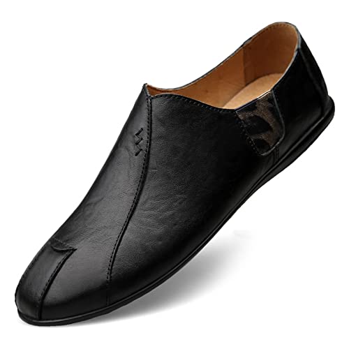 NVNVNMM Schuhe Leather Casual Shoes Men's Breathable Loafers One-Pedal Driving Shoes Large Size Four Seasons Men's Slip-On Lazy Shoes(Color:Black,Size:12.5) von NVNVNMM