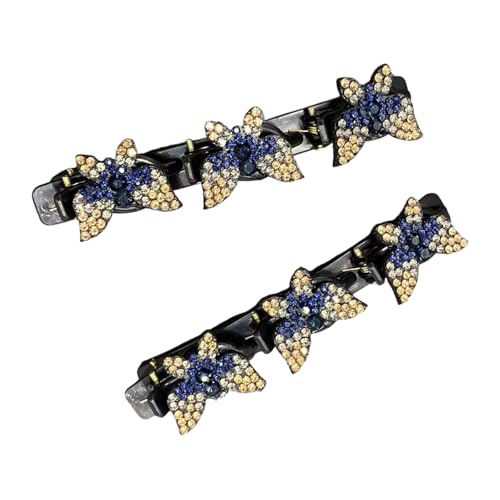 1 Paar stilvolle Seitenscheitel-Haar-Accessoires mit Strasssteinen für Frauen, die hartnäckiges Haar und fliegende Strasssteine für Pony sichern von NVOQILIN