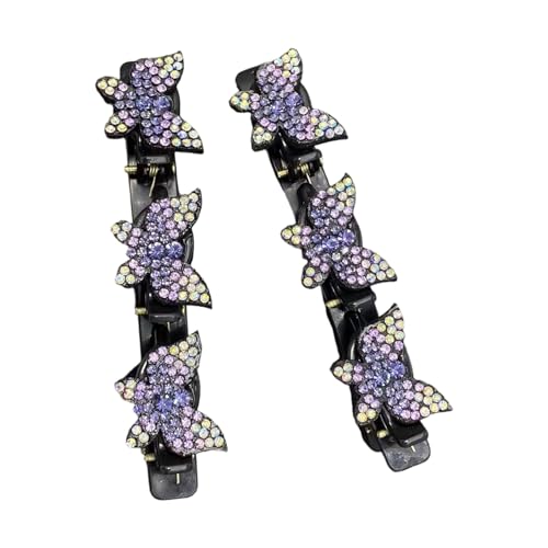 1 Paar stilvolle Seitenscheitel-Haar-Accessoires mit Strasssteinen für Frauen, die hartnäckiges Haar und fliegende Strasssteine für Pony sichern von NVOQILIN