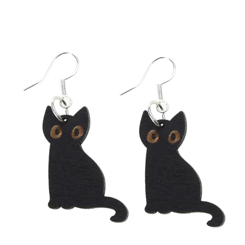 Cartoon-Ohrringe mit schwarzen Katzen, Halloween-Skelett, Tropfenohrring, Schmuck, schwarz, baumelnd, exquisiter Tropfenanhänger, Geschenke, Einheitsgröße, Wie beschrieben, Wie beschrieben von NVOQILIN