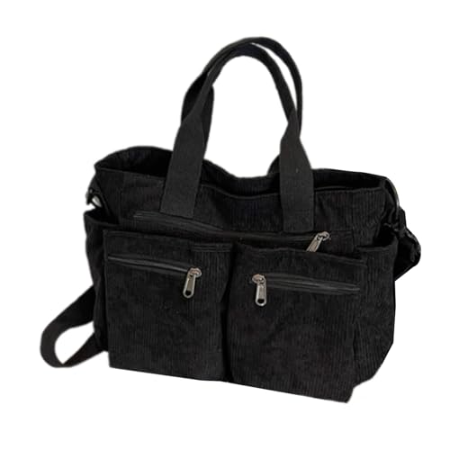 Damentasche, große Kapazität, Schulter mit Taschen, koreanische Stile, Kordel-Handtasche, Cord, Crossbody-Top-Griff, koreanische Stile, Schulter-Handtasche, Schwarz , One Size von NVOQILIN