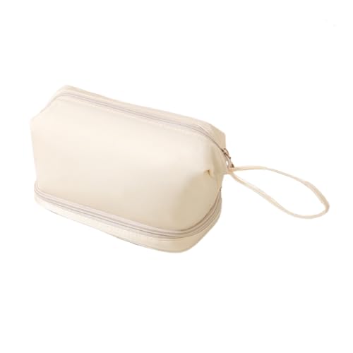 Einfarbige Kosmetiktasche, doppellagig, Make-up-Tasche, große Kapazität, Kulturbeutel, Kosmetik-Organizer, Tasche für Damen und Herren, große Kapazität, Kosmetiktasche, einfarbig, Kulturbeutel für von NVOQILIN