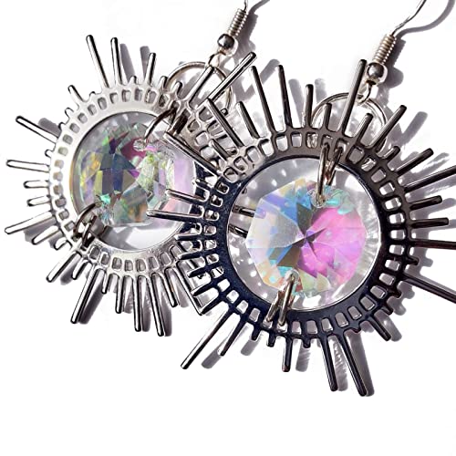 Elegante Ohrringe, modische Kristall-Ohrringe, Schmuck für Damen und Mädchen, antikes Silber, Geschenk, Sonnen-Ohrringe, baumelnd für Frauen von NVOQILIN