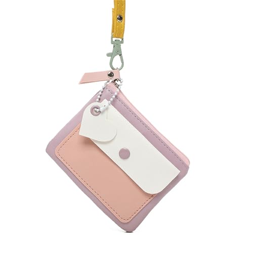 Kleine Geldbörse für Damen aus PU-Leder, für Pendler oder Reisen, Kontrastfarbe, Münzgeldbörse, PU-Ledertaschen, violett, Mass Beauty von NVOQILIN