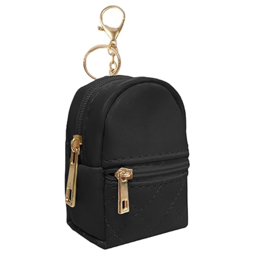 Kleiner Rucksack, Schlüsselanhänger, Kosmetiktasche für Damen, PU-Leder, Lippenstift-Halter, Reise-Make-up, Reißverschlusstaschen, kleiner Rucksack, Schlüsselanhänger, Schwarz , Einheitsgröße von NVOQILIN