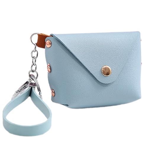 Ledergeldbörse für Damen, Schlüsselanhänger, Armband, Kartenhalter, kleine Münztasche, PU-Geldbörse, modische Schlüsselanhänger-Tasche, seeblau, Mass Beauty von NVOQILIN