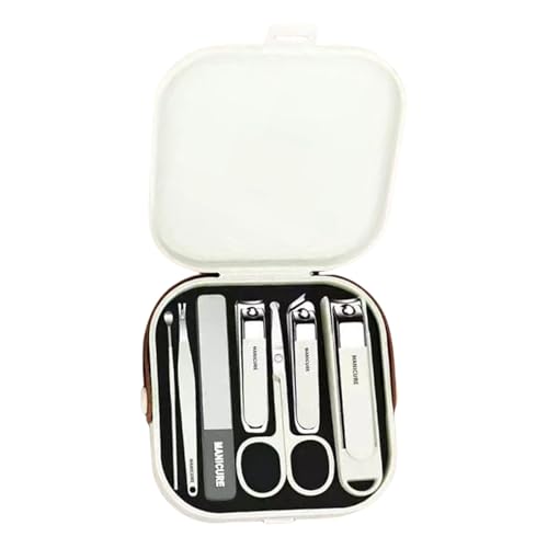 Maniküre-Set, Nagelknipser-Set, 7-teilig, Edelstahl, Nagelpflegeset, Pediküre mit Reiseetui, für Damen und Herren, Haarpflege mit Pinzette von NVOQILIN
