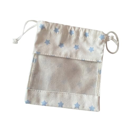 Multifunktionale Tasche mit Kordelzug, Kosmetiktasche, transparent, Make-up-Sternmuster, Aufbewahrungsbeutel, Reiseaufbewahrung, Sternmuster, Kosmetik, Make-up, Kordelzug, Kulturbeutel, Blaue Sterne von NVOQILIN