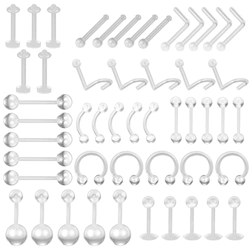 NVOQILIN 50 Stück Acryl Transparent Nabel Augenbrauen Nagel Nase Weiche Nabel für Frauen Septum Piercing Clip Schmuck Geschenk Bauchringe für Frauen von NVOQILIN