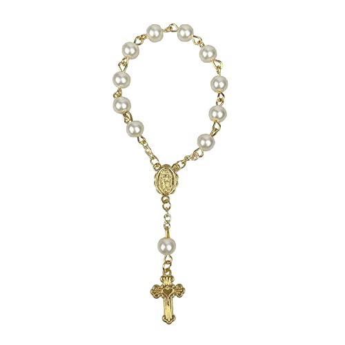 NVOQILIN Acryl-Finger-Tauf-Rosenkränze religiöse Gebetskugel Perlen Kreuz Rosenkranz Taufe Gastgeschenk für Frauen Männer Acryl Rosenkranz, Einheitsgröße, Wie beschrieben von NVOQILIN