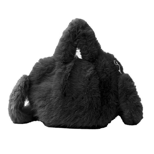 NVOQILIN Damen Furry Crossbody Bag Fuzzy Schultertasche Winter Kunstpelze Plüsch Geldbörse Handtasche mit abnehmbarem Riemen und Tragegriff oben Kunstpelze Pelz Handtasche, Schwarz , One Size von NVOQILIN