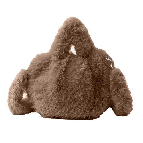 NVOQILIN Damen Furry Crossbody Bag Fuzzy Schultertasche Winter Kunstpelze Plüsch Geldbörse Handtasche mit abnehmbarem Riemen und Tragegriff oben Kunstpelze Pelz Handtasche, dunkelbraun, One Size von NVOQILIN