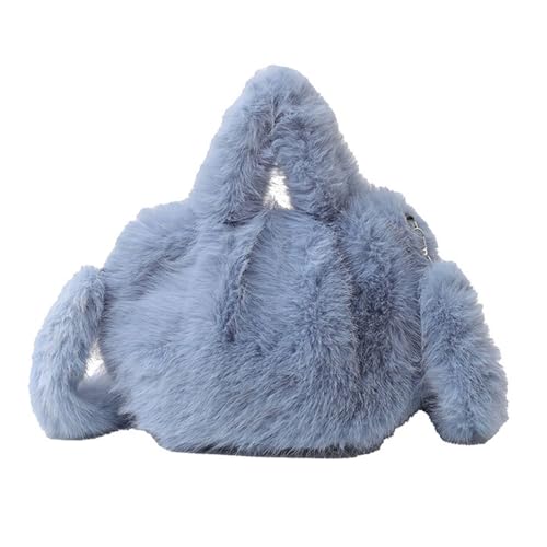 NVOQILIN Damen Furry Crossbody Bag Fuzzy Schultertasche Winter Kunstpelze Plüsch Geldbörse Handtasche mit abnehmbarem Riemen und Tragegriff oben Kunstpelze Pelz Handtasche, himmelblau, One Size von NVOQILIN