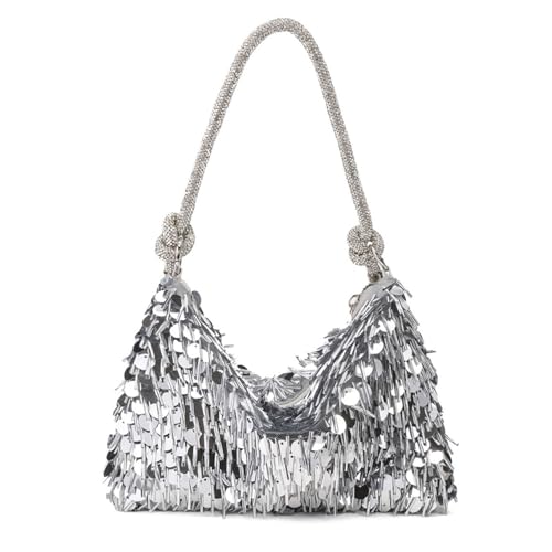 NVOQILIN Damen Unterarmtasche, modische Umhängetasche, elegante Handtasche, Pailletten, Clutch, Geldbörse, Abendtasche, Hochzeit, Abendkleid, Pailletten, Unterarm-Handtasche, elegante Schultertasche von NVOQILIN