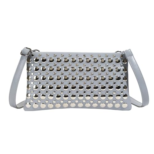 NVOQILIN Elegante Schultertasche mit Nieten für Damen, praktische Umhängetasche aus PU-Leder, geeignet für verschiedene Anlässe, Damen-Schultertasche, grau, One Size von NVOQILIN