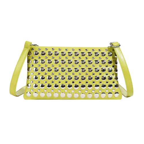 NVOQILIN Elegante Schultertasche mit Nieten für Damen, praktische Umhängetasche aus PU-Leder, geeignet für verschiedene Anlässe, Damen-Schultertasche, grün, One Size von NVOQILIN