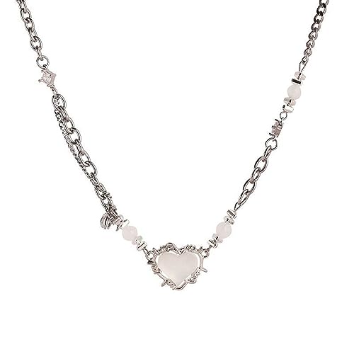 NVOQILIN Europäischer und neuartiger einfacher Liebesanhänger, passendes Schlüsselbeinkette, verstellbar, lange Kette, kalter Wind, Halskette mit Herz-Halskette für Mädchen von NVOQILIN