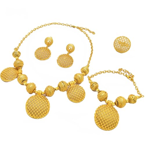 NVOQILIN Exquisites handgefertigtes Brautschmuck-Set, exquisites Damen-Schmuck-Set, Halskette, Ohrringe, Verzierung für festliche Veranstaltungen, traditionelle Hochzeitskette, Einheitsgröße, Wie von NVOQILIN