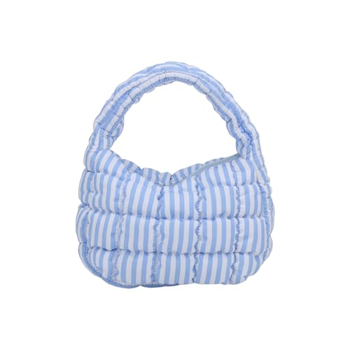NVOQILIN Gesteppte Puffertasche, leichte Nylon-Handtasche, lässige Abendtasche, Henkeltasche, stilvolle Schleifen-Handtaschen für Damen, gesteppte Puffertasche, blau, One Size von NVOQILIN
