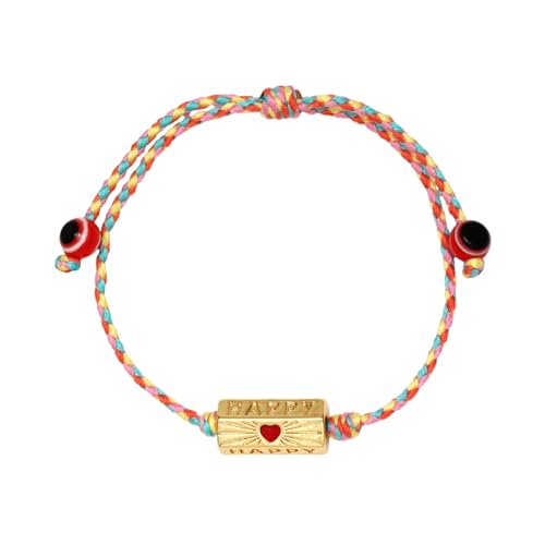 NVOQILIN Glücksauge, Herz-Anhänger, verstellbar, geflochtenes Seil, Glasur, Glücksauge, Schmuck, geeignet für Damen und Herren, Geschenk, verstellbares geflochtenes Seil, Einheitsgröße, Wie von NVOQILIN