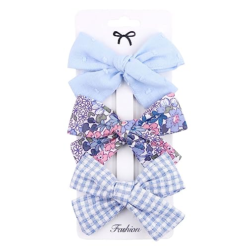 NVOQILIN Haarspangen mit Schleife für süße Haarnadeln, 3/4 Stück, Stoff-Haarnadeln, Feder-Haarspangen, Mädchenkopfschmuck von NVOQILIN