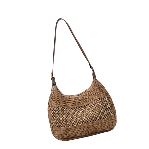 NVOQILIN Handgefertigte Bast-Strandtasche mit geräumigem Futter, lässige Schultertaschen, unverzichtbare Handtasche für Damen, Reisezubehör, modische Urlaubstasche, khaki, One Size NVOQILIN Handgefertigte Bast-Strandtasche mit geräumigem Futter, lässige Schultertaschen, unverzichtbare Handtasche für Damen, Reisezubehör, modische Urlaubstasche, khaki, One Size von NVOQILIN